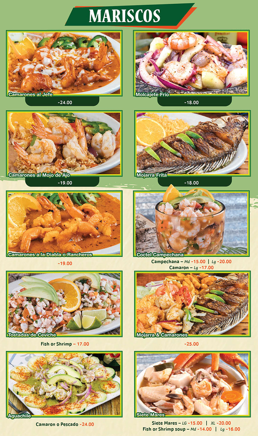 Las Margaritas Menu